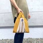 エコバッグ　コンビニ　ストライプベージュ×マスタード