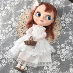●受注生産　妖精のエプロンドレス ３点セット    グレーの紫陽花　ネオブライス　リカちゃん  サイズ