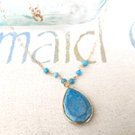 framed turquoise necklace  *14kgf*