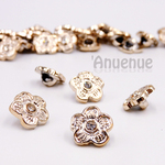CZ ミニシャンクボタン 13mm【 Flower / Gold 】10個