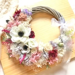 アネモネのワインレッドのリースブーケ ＊ウェディングブーケ ギフト