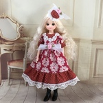 ヘッドドレス付きワンピース　薔薇柄　レッド系　ブライス、リカちゃん