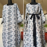 着物リメイク　ワンピース　ちぢれ風の柔らか風合い　ゆったりシルエット　リボンおまけ付き