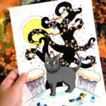 原画 ハロウィンの黒猫のイラスト① 絵 絵画 手描き アート 手書き