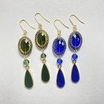 【まる様専用】ドイツ製アンティーク調アクリルビーズのピアス💙💚