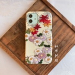 照り紅葉(てりもみじ・秋)〜和布刺繍 和柄 スマホケース【iPhone12・iPhone12Pro共通対応/現品】