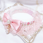 再販ラスト♡ケープ首輪✨YUMAパッチワーク柄♡スカラップミニリボン♡