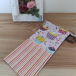 ポケット付きお箸袋    手書き風カップケーキ    入園入学準備*カトラリー*巾着*給食袋*女の子*北欧**