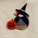 ♡羊毛フェルト　ハローウィン🎃文鳥さんブローチ♡