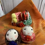 ちりめん細工　お正月　お雛様セット　姫だるま　昭和レトロ　下敷き付き　ハンドメイド　即購入ok