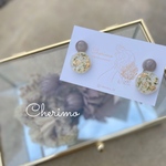 新作♡*グレージュカラー×ドライフラワー×レジン♡イヤリング ピアス