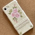 リネン風ミニ薔薇のスマホケース[送料込み]