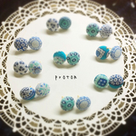 北欧ブルー3段♡ピアス