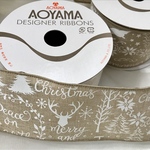 ラスト1/クリスマス＊ナチュラルリボン＊北欧　新入荷5%引き　所々　キラキラ