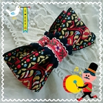 再販　ボヘミアン刺繍チロリアンリボンのバナナクリップ　赤×紺　レッド×ネイビー