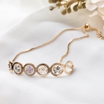 flower petals bracelet <パープル,ブラック>【サイズ調整可】No.105