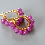 【再販】ルビー2連フープピアス/イヤリング・樹脂フープピアス