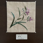 送料無料/敷物/紫つゆ草手刺繍T025　