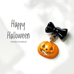 再販♪ꫛꫀꪝ✧‧˚マスクチャーム　マグネット　リボンカボチャ🎃　ジャックオーランタン　リボン　黒　ハロウィン　シンプル　