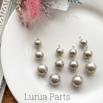 4pcs グレー3連パールチャーム