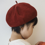 新色♡ #02 子どもベレー帽(コーデュロイ×ダブルガーゼ) 色:レッド