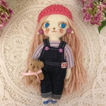 liqiu様専用です。すいませんが他の方は購入できません。ラブリーナチュラル夢猫ちゃん　いつもテディと一緒　ボーダーTシャツ、サロペットコーデ126