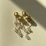 【gold】淡水パールピアス・イヤリング￤お花￤フラワー￤ロング￤クリア￤お呼ばれ