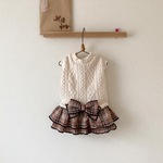 アラン風ニット☆ワンピ(生成)　犬服(送料込み価格)