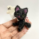 モールアート ハロウィンの 黒猫ちゃん モールベア テディベア  Tamubear