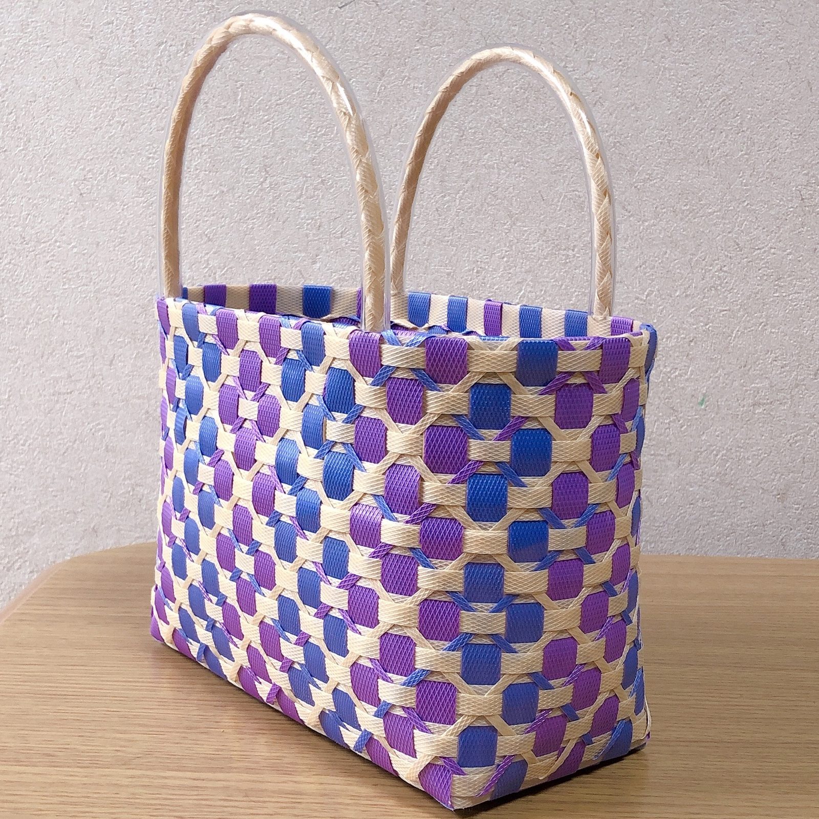 009］【受注製作】ppバンド 手提げタイプのプラかごバッグ Sサイズ