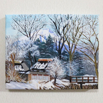 ミニ油絵富士山シリーズ（雪の朝）