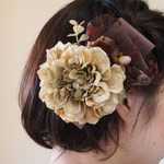 Wedding* Antique Yellow with Ribbon Head Dress