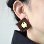 Disk【レザーピアス】brown
