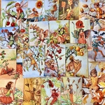 (再販×8)フラワーフェアリーズ(red×orange)紙ものセット＊コラージュ素材＊ジャンクジャーナル