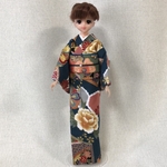 ジェニー・momoko 着物　青緑色・古典花柄