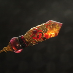 ［アラベスクのメイス(焔花) ] クリスタル煌めく魔結晶と蜻蛉玉💎 魔法の打撃武器モチーフの簪❄️