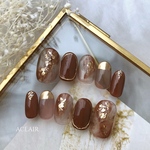 ネイルチップ　ブラウン系ニュアンスネイル