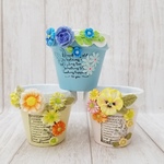 可愛いお花リメイク鉢　３色セット