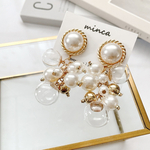 𓐍大ぶりパール×ガラスmixじゃらじゃらパール𓐍ピアス/イヤリング　金属アレルギー対応