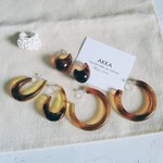 べっ甲フープイヤリング6個セット         フープピアス樹脂ピアス樹脂イヤリングノンホールピアス金属アレルギー
