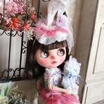 ブライスアウトフィット  リバティうさぎカチューシャ付きワンピースネオブライスドール服