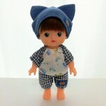 あおくん　メルちゃん　男の子　パジャマ3点セット　車柄　青チェック　服　ソランちゃん　レミンちゃん　ホルンくん