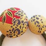 🐇和のヘアアクセサリー 金彩藤 No.131 正絹 丹後ちりめん 髪飾り ヘアゴム silk100%