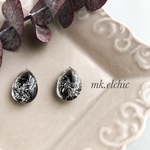 大人ブラックの雫レジンピアス/イヤリング