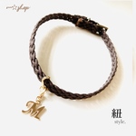 『 紐~cord 』チョーカー 金　イニシャル付　セット　首輪 ペット 犬 猫 名入れ シンプル M☆SHOP ネックレス　猫　超小型犬　小型犬　中型犬　大型犬　超大型犬　アクセサリー