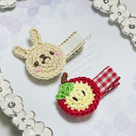ほっぺベージュうさちゃん&りんご　ベビーヘアクリップ♡ 出産祝い　プレゼント　ギフト　新生児　赤ちゃん