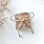 【 再販 ×8】秋色　＊　インド刺繍　刺繍リボン　刺繍　スエード紐　リボン　ブラウン　秋色　茶色　花柄　ポニーフック　＊　ヘアカフス　ヘアアクセサリー　結婚式　ウェディング　お呼ばれ　髪飾り　人気