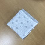 ＊ダブルガーゼハンカチ　23㎝角＊　コスモス　ホワイト　ライトグレー　レース柄