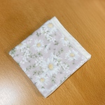  ＊ダブルガーゼハンカチ　23㎝角＊　マーガレット　ピンク