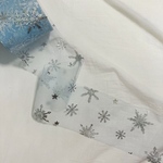 雪の結晶チュールリボン ライトブルー【3m】